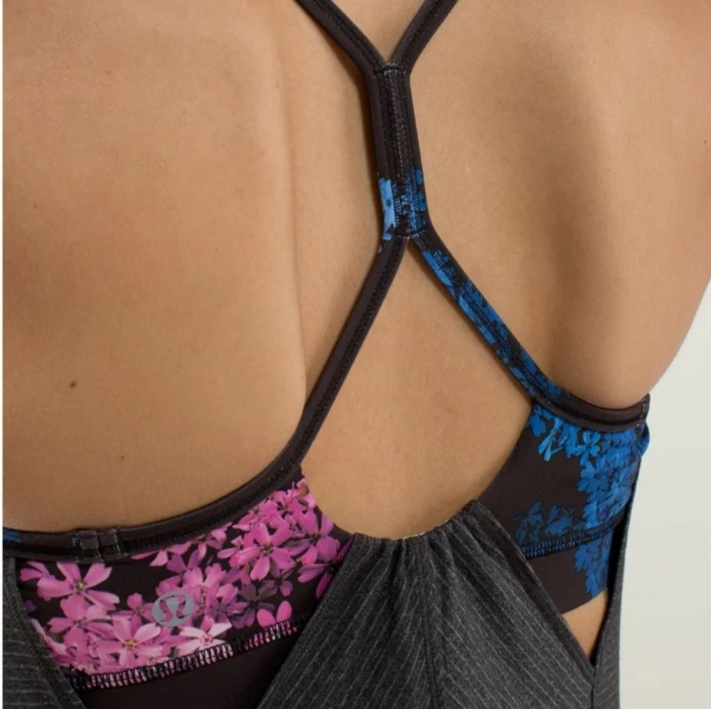 💀Lululemon Roll Out Tank in Heathered Black / Petal Pop Multi / Black - Picture 3 of 14